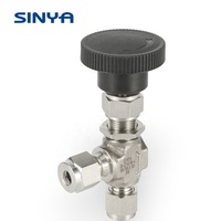 Mini 316 En acier inoxydable 1/4 "SS316 Panneau De Montage Forgé Intégral Compression Type D'angle à Double Virole Vanne À Pointeau