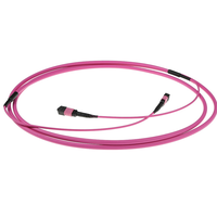 Kabel Patch Cord Fiber Optik MPO-MPO Kustom 8/12/24/48 Serat OM4 Multimode Magenta 1m 5m Kabel MTP/MPO untuk Data Center PVC/LSZH