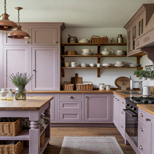 Armoires de cuisine intégrées de style minimaliste, couleur violet Morandi, fabrication sur mesure, armoires de cuisinière, armoires de cuisine - Product Image 6