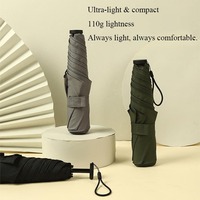 Parapluie de voyage pliable en 3 sections en tissu pongé ultra-léger de 110 g pour les jours de pluie