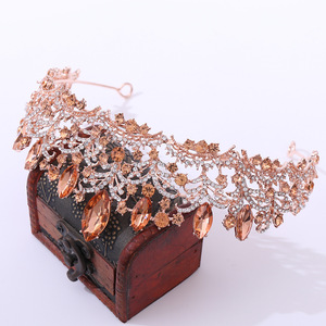 Belloworld HC1305 Quinceanera diademi e corone da sposa corona da sposa corona rosa fiore di strass corone di cristallo - Product Image 4