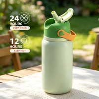 Bouteille d'eau pour la rentrée scolaire, sans BPA, bouteille d'eau de sport isolée en acier inoxydable 316 avec paille pour enfants