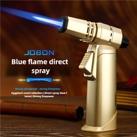 Briquet torche JOBON à flamme jet pour cigares, barbecue et cuisine, en alliage de zinc, avec boîte cadeau, flamme réglable, rechargeable au gaz butane, logo personnalisable