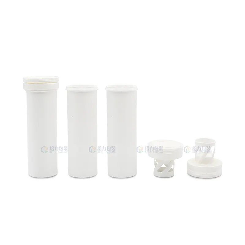 Tubular Vitamin Tablets Tear Pull Cap Plastic Bottle PP Spring Cap Vitamin C Effervescent Tablet Bottle