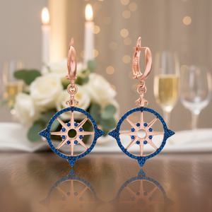 Sapphire CZ Stone Pole Star Design <b>Sterling</b> <b>Silver</b> <b>Dangle</b> <b>Earrings</b> Wedding Party Elegant Women's Jewelry - Product Image 3