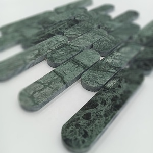 Mosaico ovalado largo de mármol verde de Cabo Verde, mármol verde indio, azulejos de mosaico verde - Product Image 2