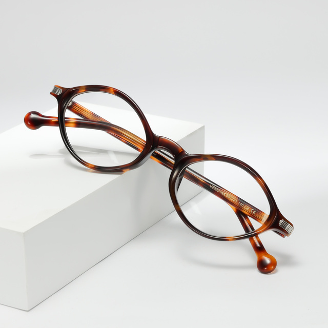 Oval Classic Eyewear Vintage Retro Rivet Acetate Optical Glasses Fashionable Ladies Tortoise Acetate Eyeglasses for Women