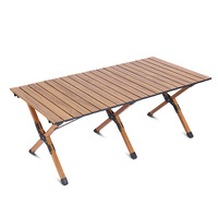 Table de camping pliable portable en acier au carbone, table de pique-nique extérieure à plateau roulant pour barbecue, plage et voyages