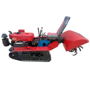 China 35HP Cultivator Grass Cutter For Farm Use Rotary Tiller With Rubber Track Tracked Diesel Rotary Tiller Mini Tractor