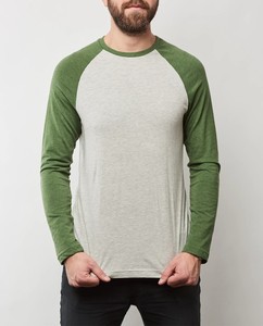 Camiseta de Manga Larga para Hombre, Cuello en V, Manga Raglán, Color Gris Azul Sólido, Tejido Casual, Transpirable, Corte Regular - Product Image 4