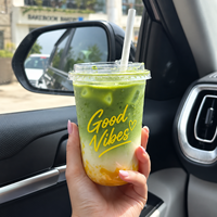 Gobelets en plastique PET transparents personnalisables avec logo imprimé, 16oz, 32oz, 12oz, jetables, pour matcha, café, avec couvercles et pailles pour boissons