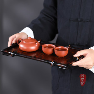 Bamboo Rock <b>Tea</b> <b>Tray</b> Lacquered Small <b>Tea</b> Table Multifunctional Teapot Holder <b>Tea</b> Serving <b>Tray</b> For <b>Tea</b> Ceremony - Product Image 4