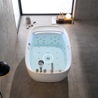 Bañera de Hidromasaje Moderna y Contemporánea, Ovalada, Acrílica, Independiente, para Interiores, con 30 Jets, Termostato, Directo de Fábrica, Cascada, para Villa u Hotel