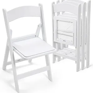 समारोह के लिए प्लास्टिक राल सफेद फोल्डिंग कुर्सियां शादी की पार्टी की कुर्सी विमन भोज फोल्डेबल आउटडोर फर्नीचर उद्यान कुर्सी