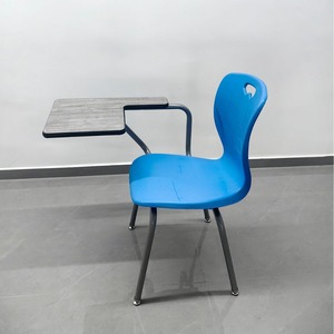 Chaise de bureau pour étudiant avec plateau en bois, structure métallique bleue, mobilier scolaire, design moderne, durable, spécifications 76x51x89 - Product Image 1