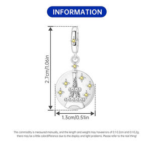 Colgante de la Torre Eiffel brillante de cobre blanco, muy vendido, accesorio de pulsera DIY de moda de lujo discreto para mujer - Product Image 3