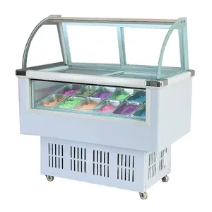 Rapid freezing 12 plates double glass door Glass Door Italy Gelato Hard Ice Cream Showcase Refrigerator Display Cooler