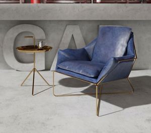 Oulunmei oro nero luce di cuoio di lusso arte singolo semplice pigro lettino piccola famiglia semplice e moderno di arte del ferro divano sedia - Product Image 3