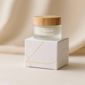 <b>Empty</b> Amber Brown Cosmetic Glass <b>Jar</b> 5g 10g 15g 20g 50g 100g 120g Eye Cream Frosted Glass <b>Jar</b> with Bamboo Cap Lid - Product Image 5