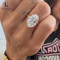 Kangyu Schmuck Maßgefertigter 18k Labor-Gezüchteter Ovaler D-Farbiger Diamant Damen-Verlobungsring IGI-Zertifiziert Gefüllte VVS/VS-Reinheit Gold
