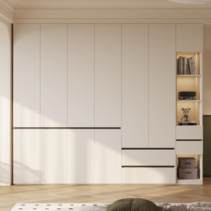 Armario Moderno Minimalista de Piso a Techo con Gabinete Segmentado, Almacenamiento de Madera Sólida, Puerta con Bisagras, Gran Capacidad - Product Image 1