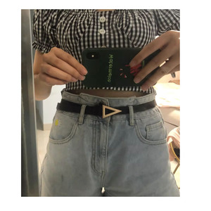 <span class=keywords><strong>Ceinture</strong></span> en <span class=keywords><strong>cuir</strong></span> pour <span class=keywords><strong>femme</strong></span>, style coréen, <span class=keywords><strong>tendance</strong></span>, décontractée, triangle, avec boucle en alliage - Product Image 4