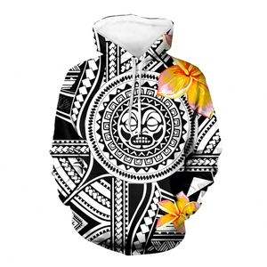 Samoan Style Hawaiian Polynesian Tribal Hibiscus Yellow/White/Black Printed <strong>Hoodies</strong> <strong>for</strong> <strong>Women</strong> Long Sleeve Pullover Sweatshirts - Product Image 1