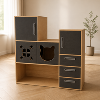 Armoire multifonctionnelle pour chat avec enclos pour litière, 3 tiroirs et maisonnette pour chat |   Bois multicouche 120x40x120cm