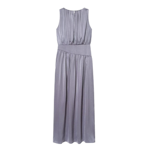 SHENZHU Dames Zomerjurk 2026 Nieuwe Chique Mode <span class=keywords><strong>Midi</strong></span> Jurk Elegant Dagelijks Mouwloos Zijde Satijn Geplooide Vrouwelijke Jurken Robe Mujer - Product Image 3
