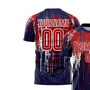 Maillot de football rouge et bleu à manches courtes, respirant, léger, uniforme sportif, séchage rapide, tenue d'entraînement pour hommes - Product Image 3