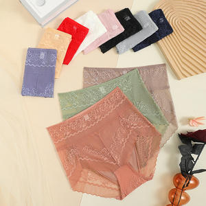 Sky <span class=keywords><strong>Things</strong></span> femmes sans couture taille haute dentelle Bikini slips <span class=keywords><strong>Sexy</strong></span> body-shaping coton entrejambe culotte tous les jours solide uni teint - Product Image 3