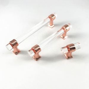 BJ1157 Furniture Hardware Cabinet <b>Drawer</b> Vanity Glass+Zinc Base Rose <b>Gold</b> Chrome Handle Contemporary Design Durable Eco-Friendly - Product Image 6