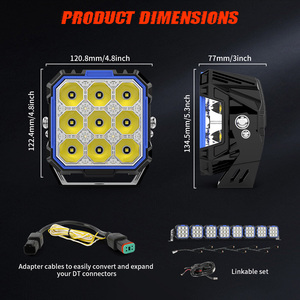 Luz Barra ไฟออฟโรด LED 4x4ขนาด5นิ้วลูกบาศก์ LED สปอตไลท์ชั้นวางบนหลังคารถออฟโรดบาร์ไฟ LED เชื่อมต่อได้ - Product Image 6