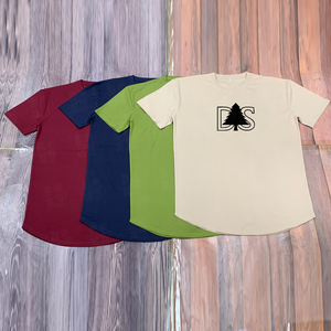 เสื้อยืดออกกำลังกายผู้ชายทรงหลวมผ้าฝ้ายแขนสั้นพิมพ์โลโก้ได้ตามสั่ง รุ่น OEM ขายส่ง ทรงทันสมัย ชายเสื้อโค้ง - Product Image 6