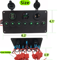 Panneau de commutation à bascule rond marin 7 gangues avec prise USB 5V/4.2A, voltmètre LED, panneau de commutation à bascule pour bateau 12V-24V avec porte-fusible