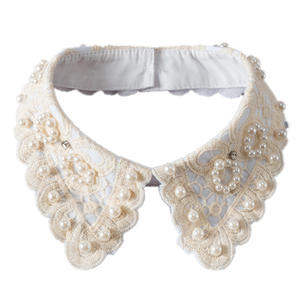Champagne White Pearl Beaded Lace Stand Up Fake Lace Collar para <span class=keywords><strong>camisa</strong></span> de <span class=keywords><strong>mujer</strong></span> - Product Image 5