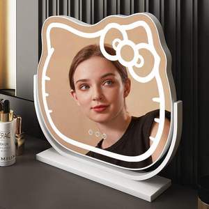 Dễ thương Mèo Máy tính để bàn trang điểm Gương di động có thể xoay 360 độ <span class=keywords><strong>Hello</strong></span> <span class=keywords><strong>Kitty</strong></span> Vanity gương với Thông Minh Màn hình cảm ứng - Product Image 4