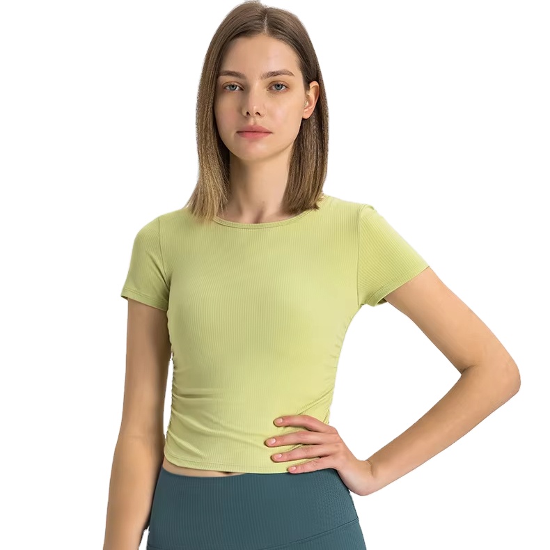 2025 New Yoga Top to Wear Fitness Clothing Breathable Sweat Casual Tshirts Round Neck Short-sleeved Sports T-shirt for Girl
