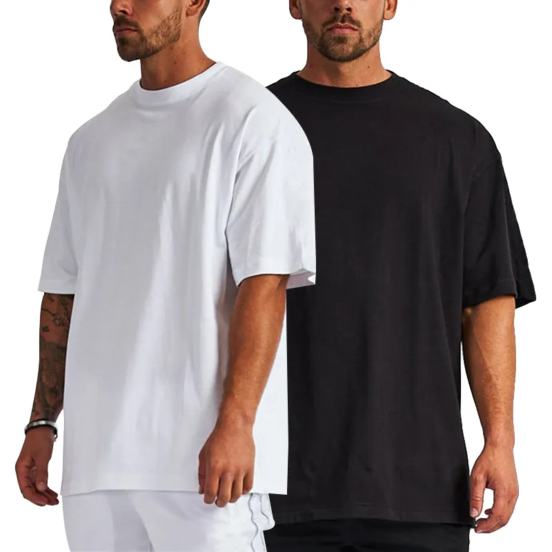 T-Shirt con stampa grafica personalizzata in cotone taglie forti 240g T-Shirt da uomo in bianco con spalla scesa di alta qualità