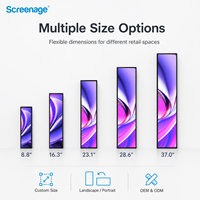 8.8 16.3 23.1 28.6 37 Inch Layar LCD Bar Terentang Ultra Lebar Poster Digital Luar Ruangan IP65 Animasi Grafis