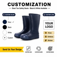 Bottes de pluie de sécurité montantes en EVA avec logo personnalisé OEM, embout en acier anti-écrasement, semelle antidérapante à motif diamant pour le travail industriel