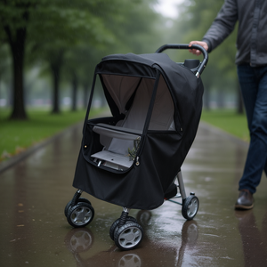 Housse de poussette pliable imperméable noire en nylon, 24 pièces, pour bébé de 0 à 4 ans, protection multifonctionnelle - Product Image 2