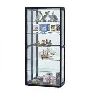 Modern Glass Display Cabinet with <b>Adjustable</b> <b>Shelves</b> for Living Room Home Furniture 5 Tier Storage Showcase - Product Image 1
