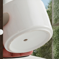 Mini 3.15 inci keramik bulat mengkilap putih Pot Pot sukulen nampan bambu desain Bohemian taman luar ruangan penggunaan kondisi baru