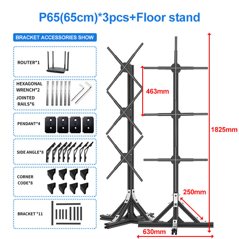 P65(65cm)*3uds + soporte de suelo