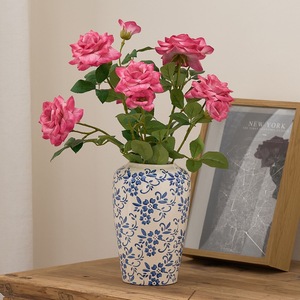 Vase de table en céramique <span class=keywords><strong>bleu</strong></span> et blanc Art Déco, nouvelle collection, pot de fleurs hydratant, décoration pour salon et entrée - Product Image 2