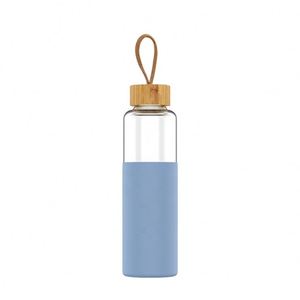 Leak Proof Glass Water Bottle Travel Water Bottle Custom Glass Aqua Water Bottle With Silicone Sleeve and <b>Bamboo</b> Lid - Product Image 4