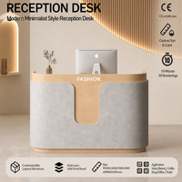 Comptoir de réception incurvé de luxe léger de style médiéval avec éclairage LED, meuble commercial pour salon de beauté, hôtel, SPA, bureau, restaurant, personnalisable
