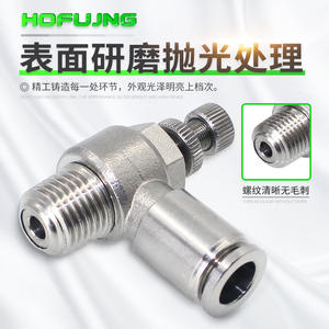 Conector de Control de Velocidad de Cilindro Niquelado de Acero Inoxidable Resistente a Altas Temperaturas y Presión, Válvula de Aceleración SL8-02 - Product Image 3