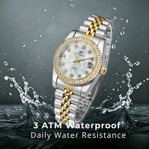 Orologio al Quarzo RICECGO <span class=keywords><strong>di</strong></span> Lusso con Quadrante in Madreperla, Bracciale Bicolore Oro e Argento, Impermeabile, Lunetta in Cristallo, Elegante Regalo per Uomo e <span class=keywords><strong>Donna</strong></span> - Product Image 2